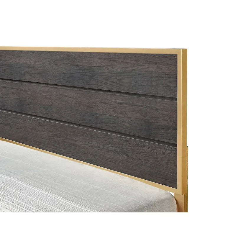 Ensemble de chambre à coucher 4 pièces Wedro en panneau rustique brun foncé