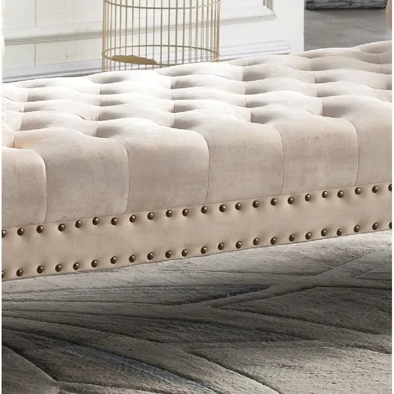 Banc rembourré capitonné en velours à accoudoirs roulés, multicolore, 2-3 places