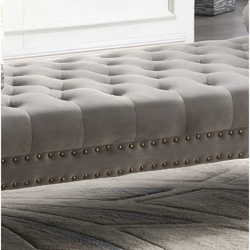 Banc rembourré capitonné en velours à accoudoirs roulés, multicolore, 2-3 places
