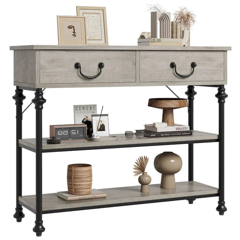 Console étroite avec tiroirs et étagères pour entrée