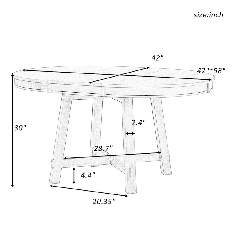Table à manger ronde et extensible de style fermier avec 16 rallonges - Élégante table de cuisine en bois