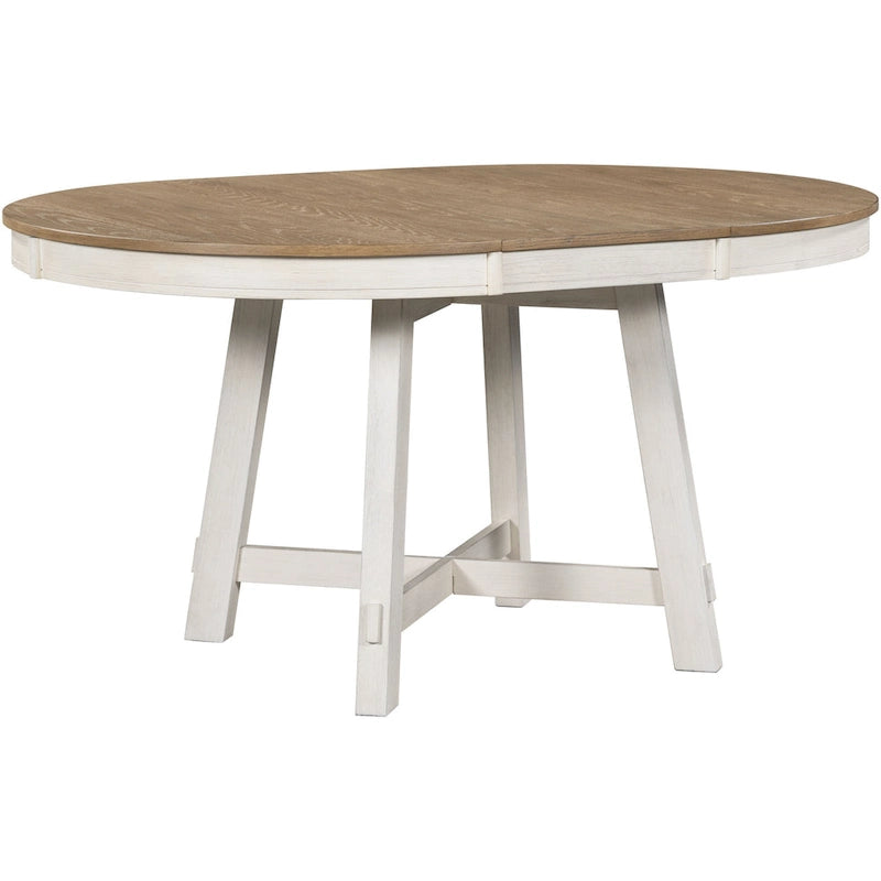 Table à manger ronde et extensible de style fermier avec 16 rallonges - Élégante table de cuisine en bois