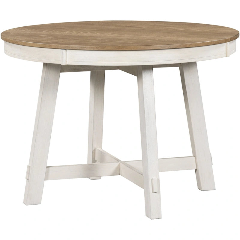 Table à manger ronde et extensible de style fermier avec 16 rallonges - Élégante table de cuisine en bois
