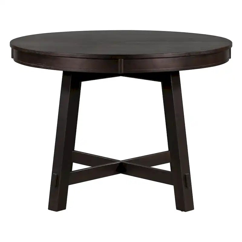 Table à manger ronde et extensible de style fermier avec 16 rallonges - Élégante table de cuisine en bois