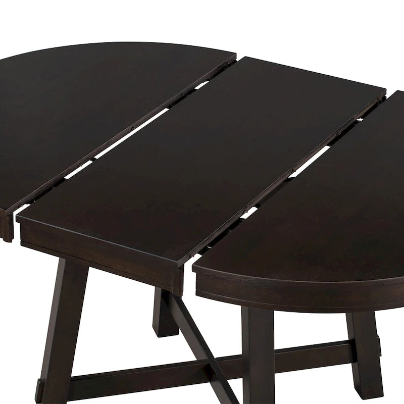 Table à manger ronde et extensible de style fermier avec 16 rallonges - Élégante table de cuisine en bois