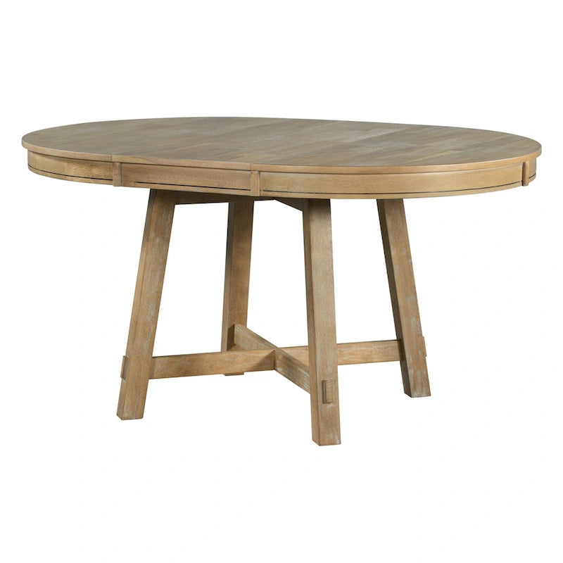Table à manger ronde et extensible de style fermier avec 16 rallonges - Élégante table de cuisine en bois