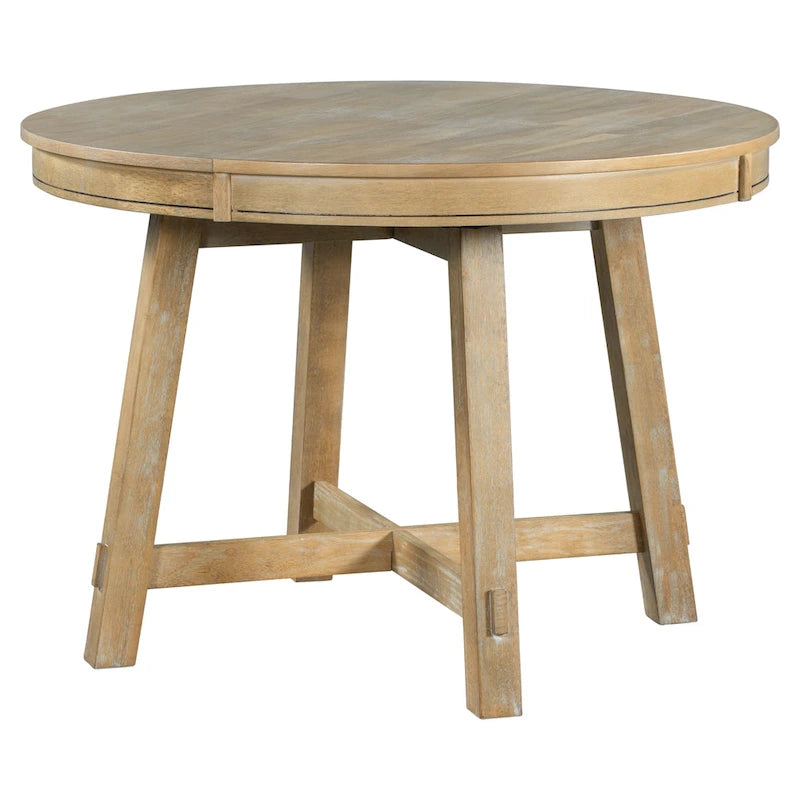 Table à manger ronde et extensible de style fermier avec 16 rallonges - Élégante table de cuisine en bois