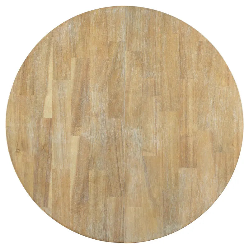 Table à manger ronde et extensible de style fermier avec 16 rallonges - Élégante table de cuisine en bois