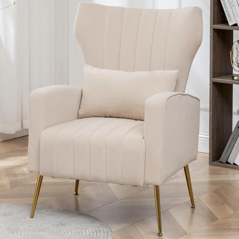 Fauteuil d'appoint HOMYKA en velours avec accoudoirs et coussins
