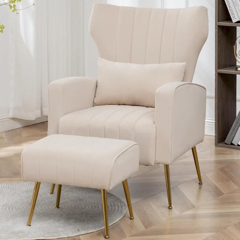Fauteuil d'appoint HOMYKA en velours avec accoudoirs et coussins