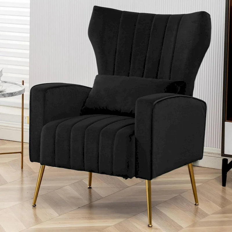Fauteuil d'appoint HOMYKA en velours avec accoudoirs et coussins