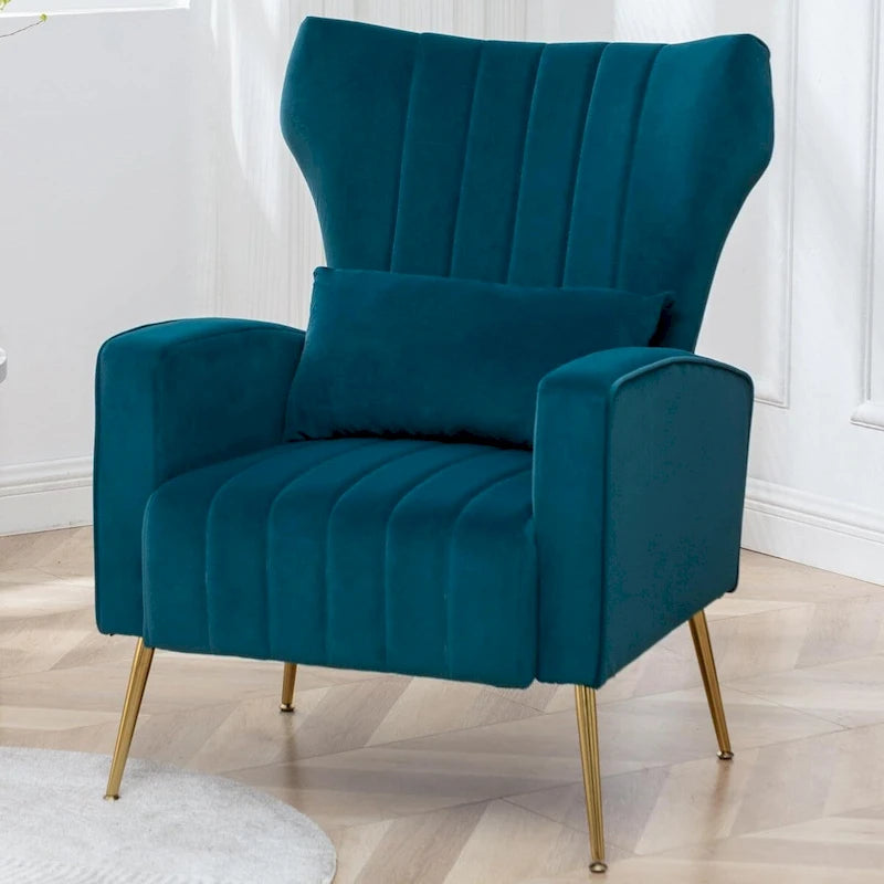 Fauteuil d'appoint HOMYKA en velours avec accoudoirs et coussins