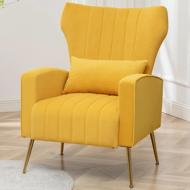 Fauteuil d'appoint HOMYKA en velours avec accoudoirs et coussins