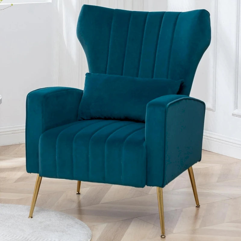 Fauteuil d'appoint HOMYKA en velours avec accoudoirs et coussins