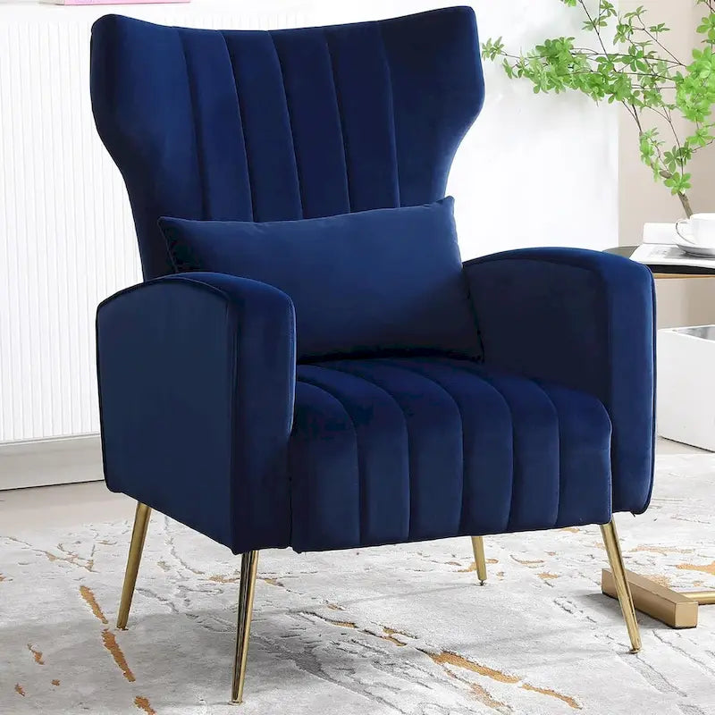 Fauteuil d'appoint HOMYKA en velours avec accoudoirs et coussins