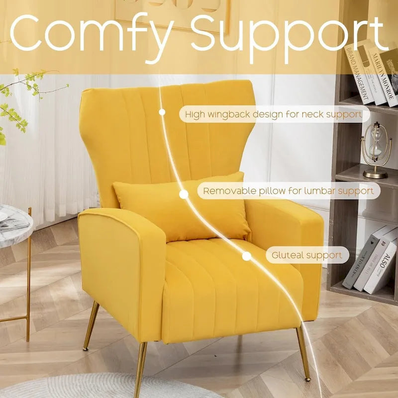 Fauteuil d'appoint HOMYKA en velours avec accoudoirs et coussins