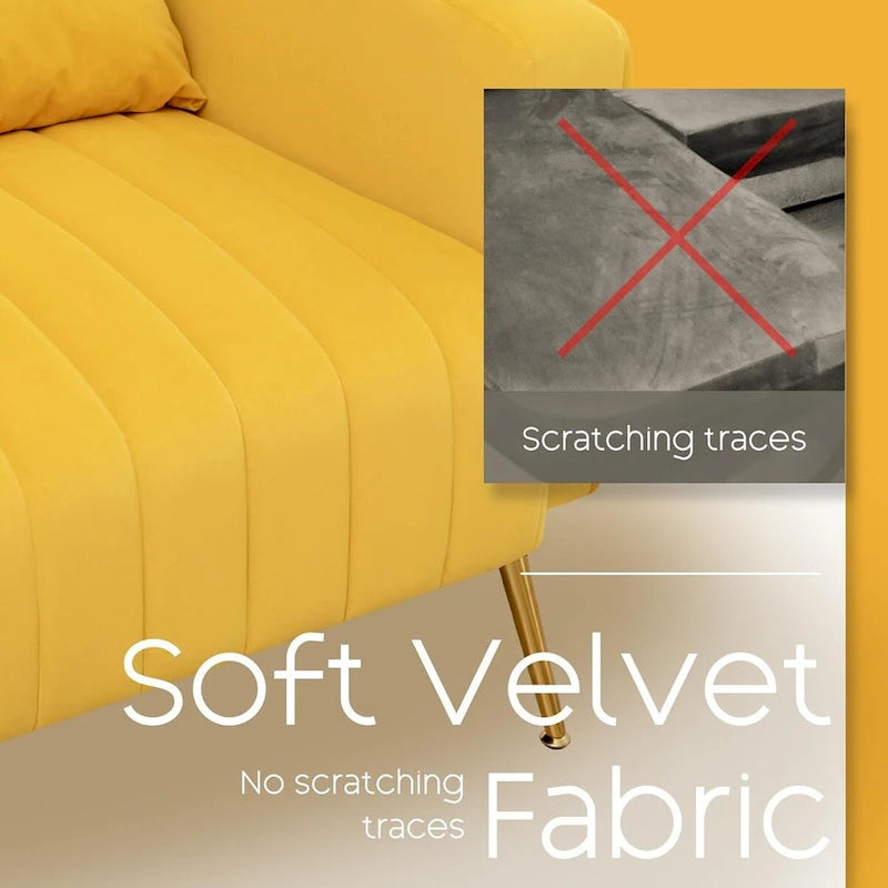 Fauteuil d'appoint HOMYKA en velours avec accoudoirs et coussins