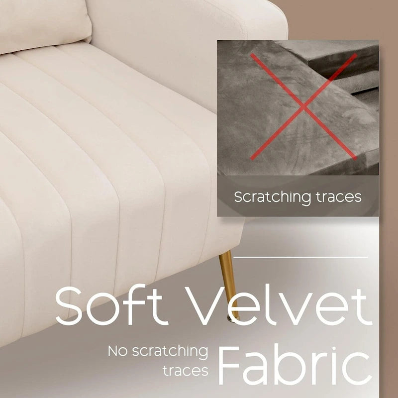 Fauteuil d'appoint HOMYKA en velours avec accoudoirs et coussins