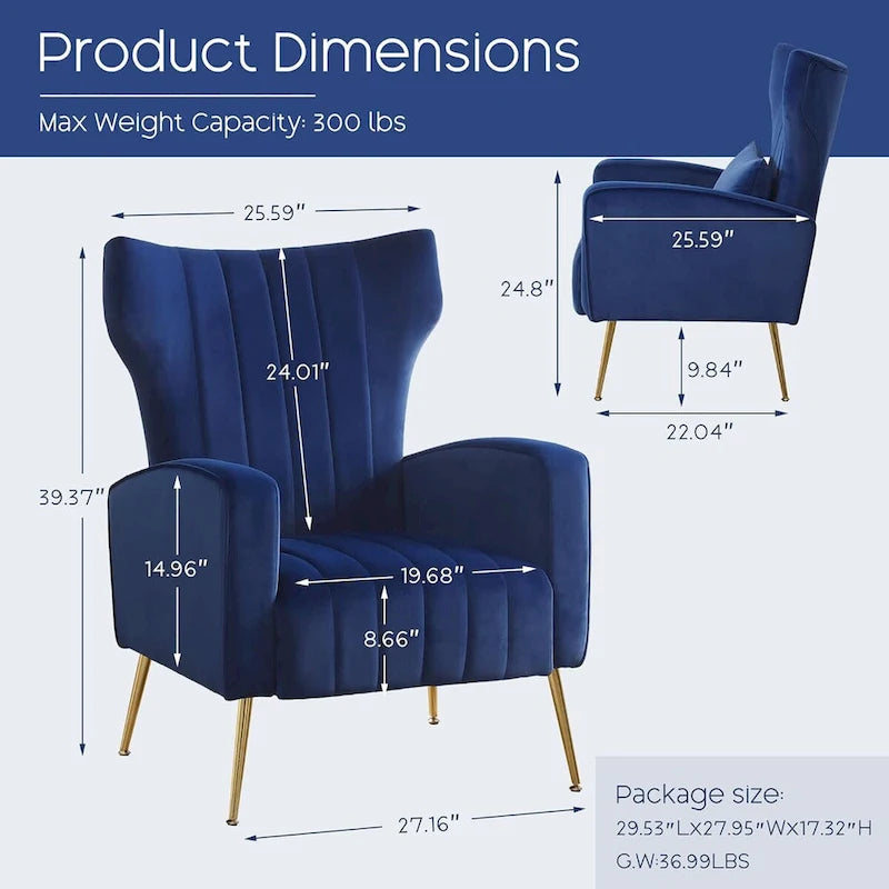 Fauteuil d'appoint HOMYKA en velours avec accoudoirs et coussins