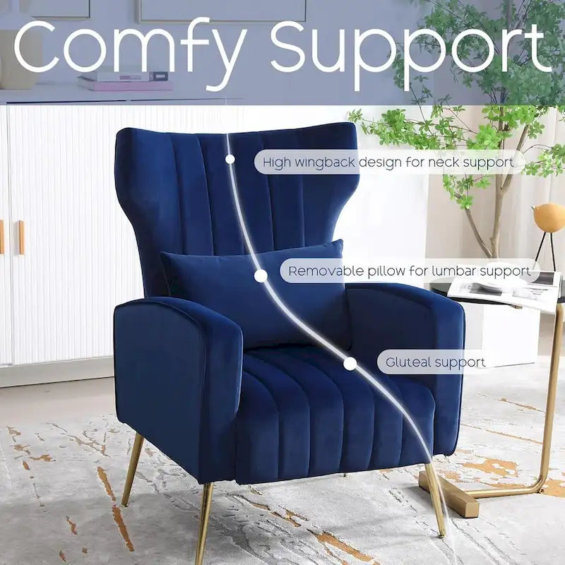 Fauteuil d'appoint HOMYKA en velours avec accoudoirs et coussins