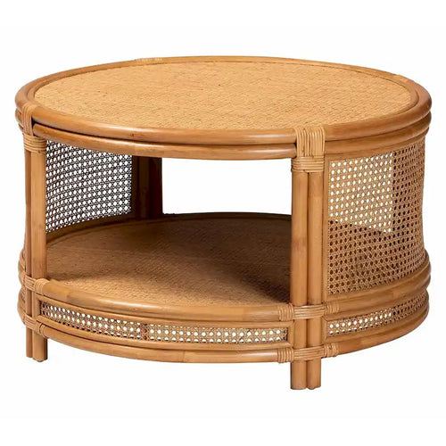 Table basse bali & pari Louis, rotin marron naturel, style bohème moderne