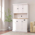 Meuble de cuisine garde-manger en grain de bois blanc de 71", avec comptoir pour micro-ondes, 6 portes et 1 tiroir, assemblage par une personne