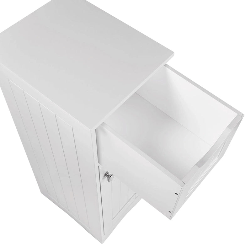 Armoire de rangement mince blanche à porte simple avec tiroir et étagères réglables