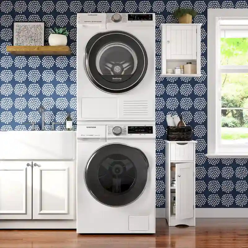 Armoire de rangement mince blanche à porte simple avec tiroir et étagères réglables