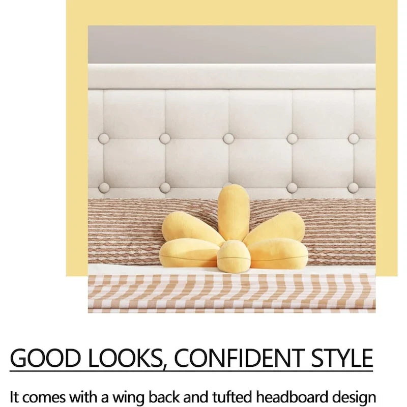 Cadre de lit plateforme rembourré noir/beige/blanc/rose | Tête de lit capitonnée | Jumeau/Double/Queen/King | 1-2 personnes