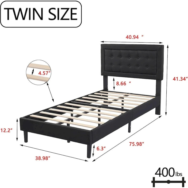 Cadre de lit plateforme rembourré noir/beige/blanc/rose | Tête de lit capitonnée | Jumeau/Double/Queen/King | 1-2 personnes