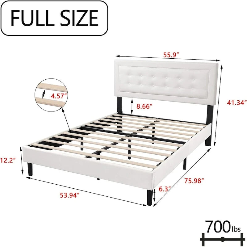 Cadre de lit plateforme rembourré noir/beige/blanc/rose | Tête de lit capitonnée | Jumeau/Double/Queen/King | 1-2 personnes