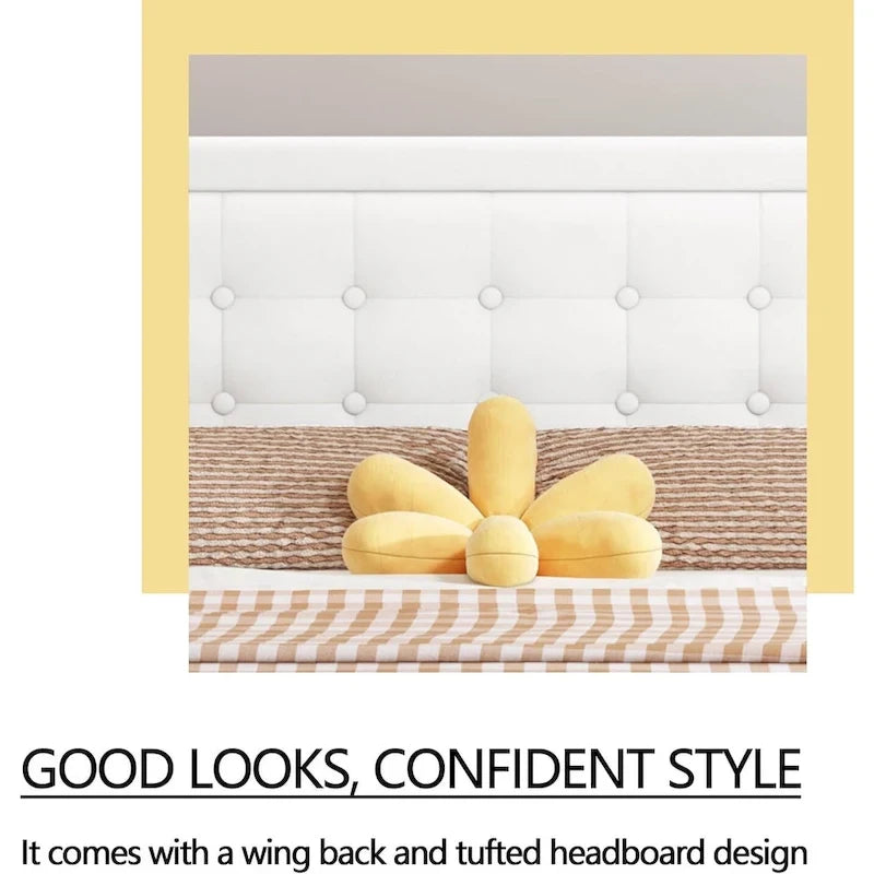 Cadre de lit plateforme rembourré noir/beige/blanc/rose | Tête de lit capitonnée | Jumeau/Double/Queen/King | 1-2 personnes