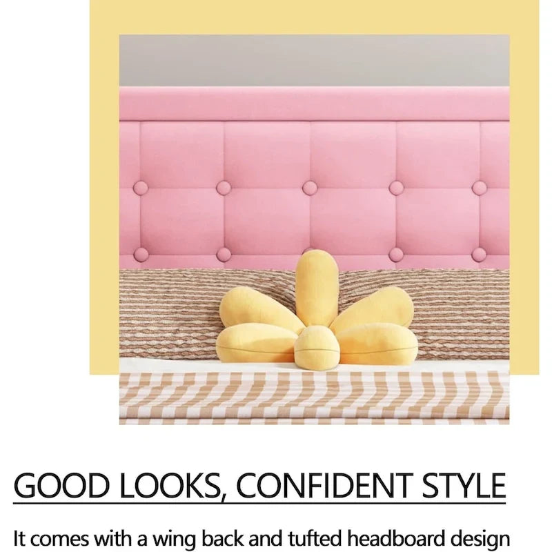 Cadre de lit plateforme rembourré noir/beige/blanc/rose | Tête de lit capitonnée | Jumeau/Double/Queen/King | 1-2 personnes
