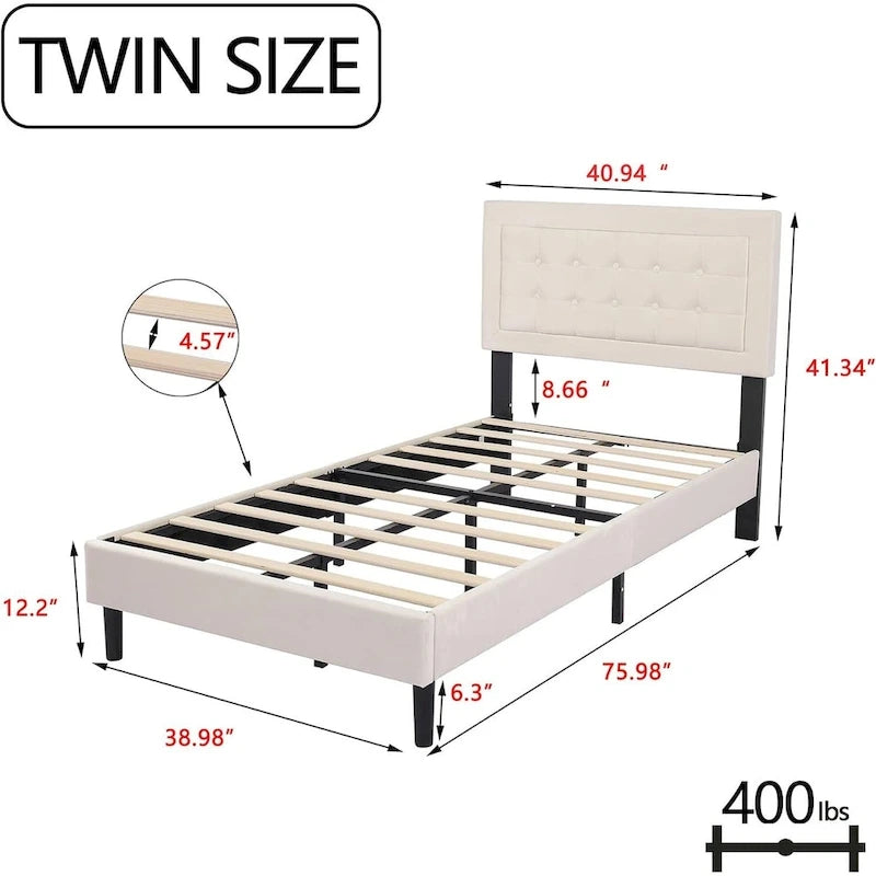 Cadre de lit plateforme rembourré noir/beige/blanc/rose | Tête de lit capitonnée | Jumeau/Double/Queen/King | 1-2 personnes