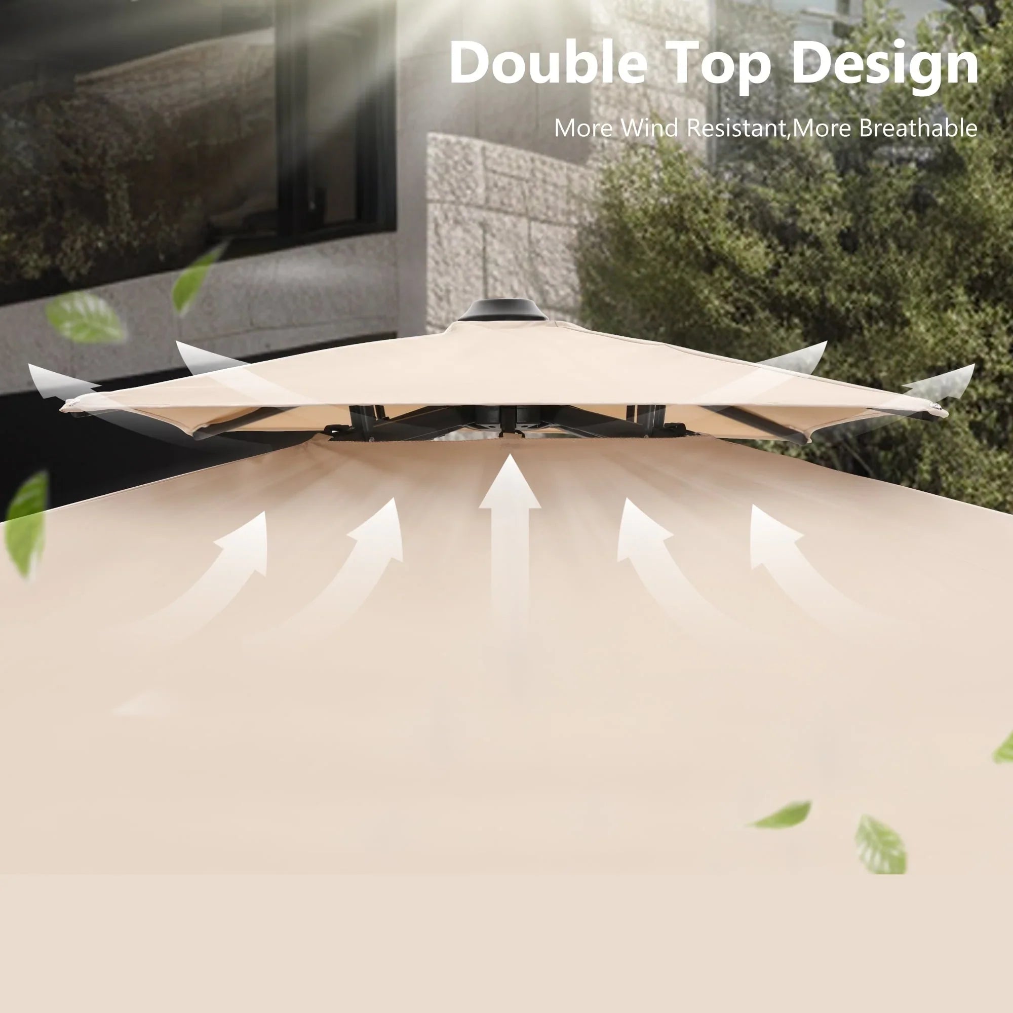 MAISON ARTS Parasol déporté hydraulique automatique 3,6 m avec mât en aluminium et rotation à 360 degrés