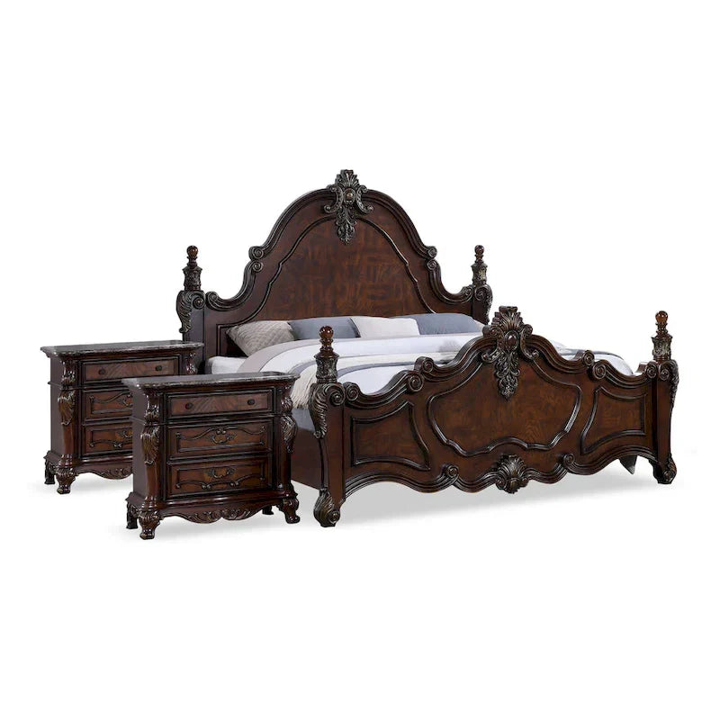 Chambre à coucher 3 pièces en bois de cerisier foncé Eugene Traditional de Furniture of America