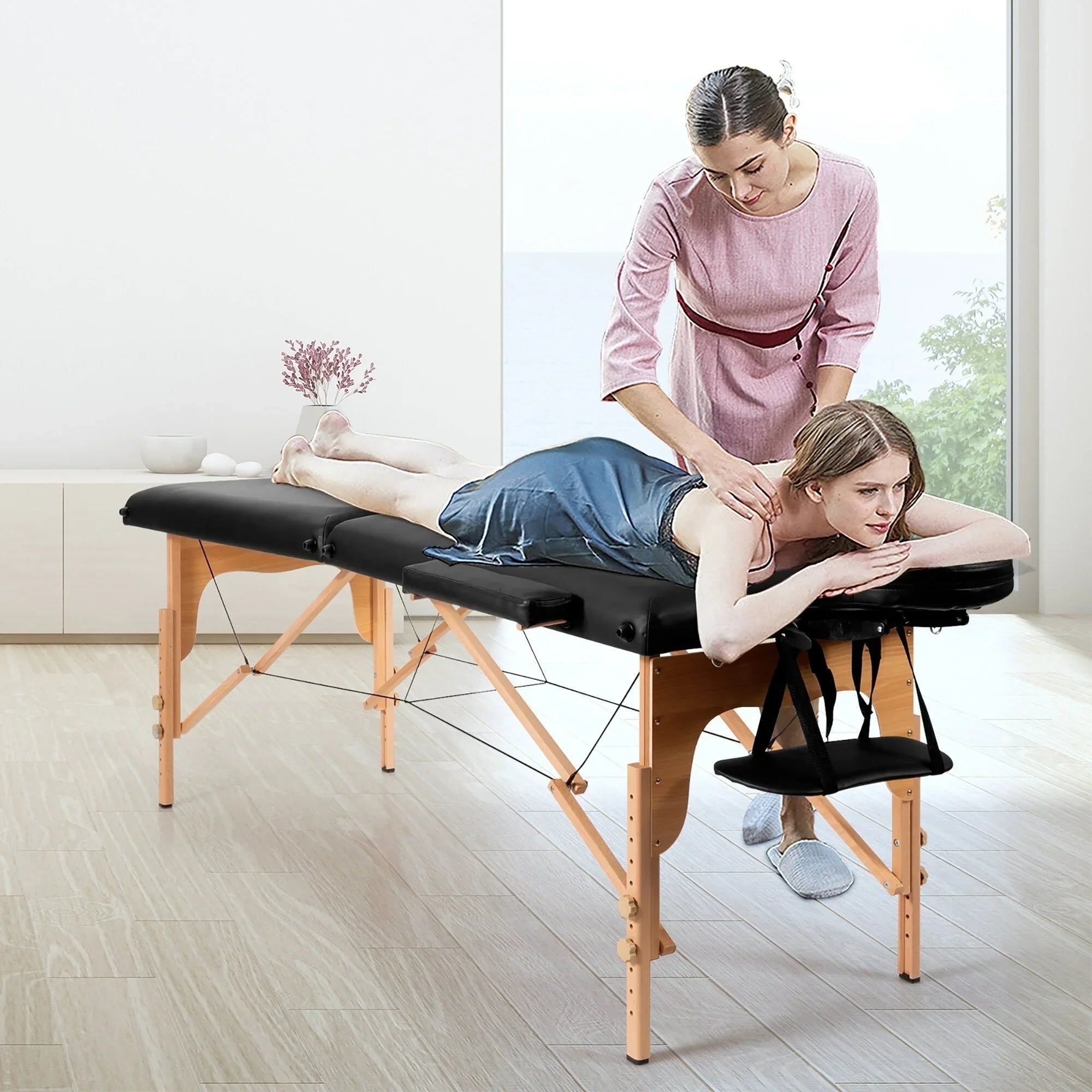 Table de Massage Portable 84L Réglable pour Soins du Visage, Tatouage, avec Housse de Transport